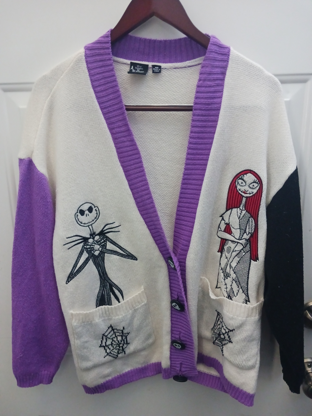 Oversized Cream & Purple Graphic Cardigan Sweater - The Nightmare Collection